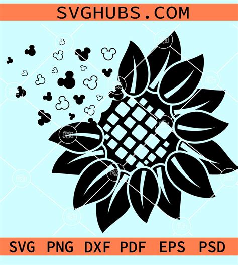 Mickey sunflower SVG, Mickey Mouse svg, Mickey Head Sunflower SVG