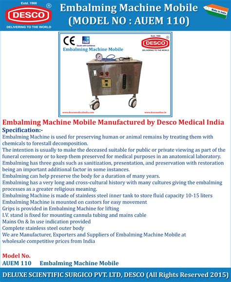 Portable Embalming Machine Manufacturer, Supplier and Exporter India