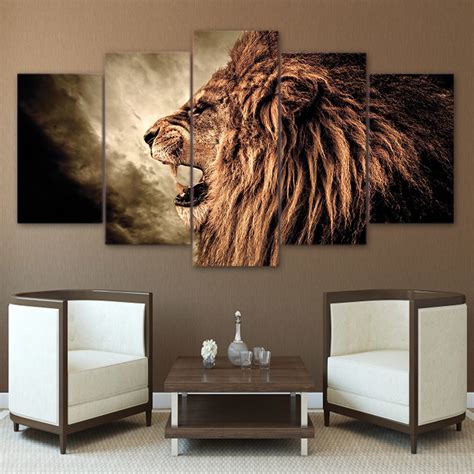 Lion Framed 5 Piece Canvas Wall Art – Buy Canvas Wall Art Online ...