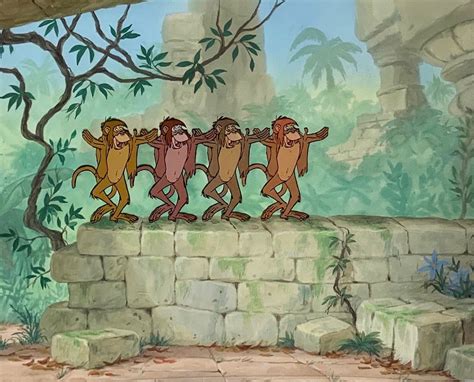 Original Production Animation Cel of Four Monkeys from The Jungle Book 1967