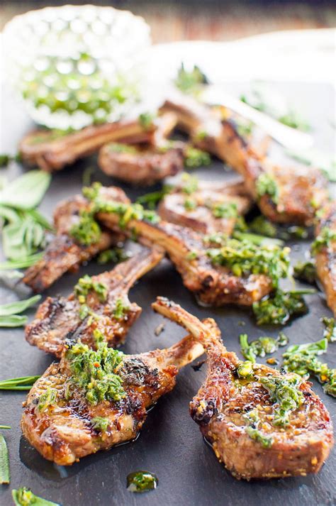 Garlic and Herb Rubbed Lamb Chops with Mint Chimuchurri