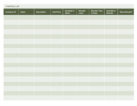 Moving Inventory List | Template Business