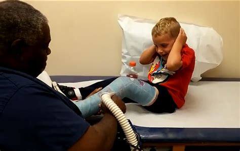 WATCH: Boy has hysterical reaction to getting cast off