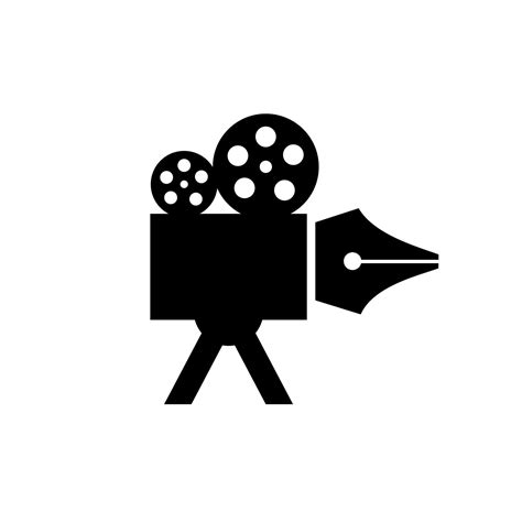 movie writer concept pen nib writer with film reel vector logo icon ...