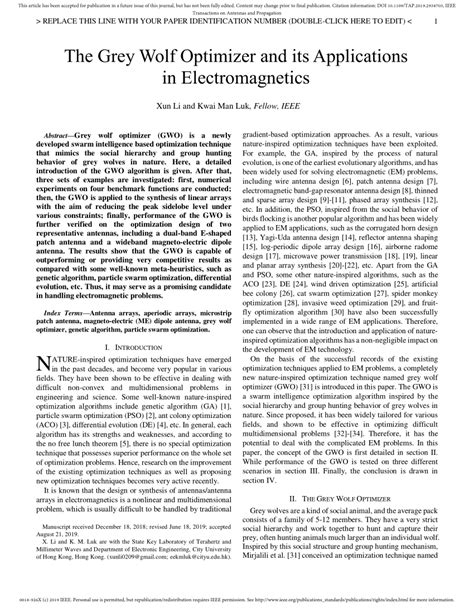 (PDF) The Grey Wolf Optimizer and Its Applications in Electromagnetics