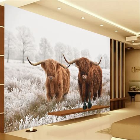 Custom Highland Cow PVC Poster Cattle Canvas Art Paintings Yak Wall Living Room Bedroom Home ...