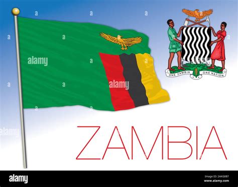 Zambia official national flag and coat of arms, african country, vector ...