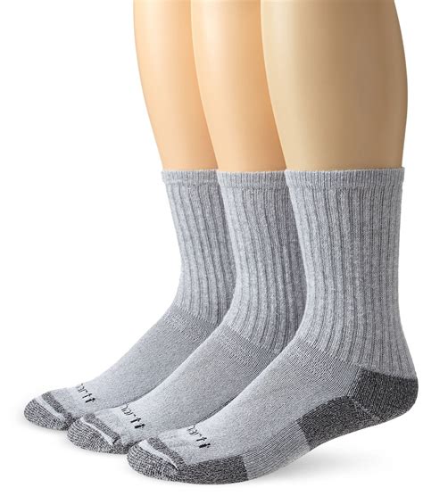 Men's 3 Pack All-Season Cotton Crew Work Socks, Grey, Shoe: 6-12 ...