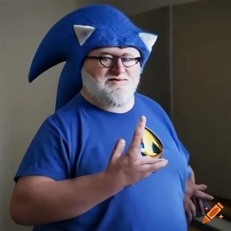 Gabe newell in sonic the hedgehog costume on Craiyon