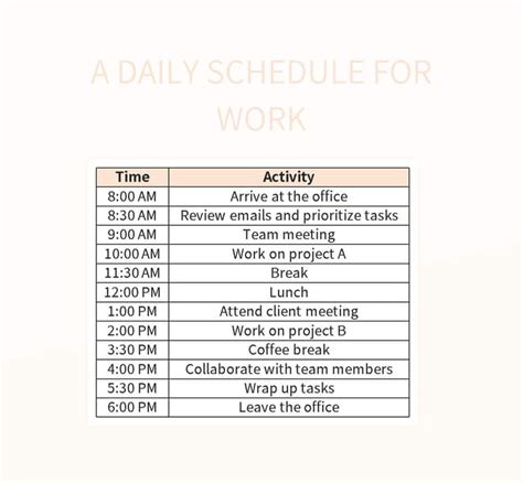 Free Daily Work Plan Arrangement Templates For Google Sheets And Microsoft Excel - Slidesdocs