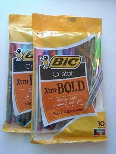 Amazon.com : Bic Cristal Xtra Bold Pens Multi Colors 10 Pack (2 Sets of ...