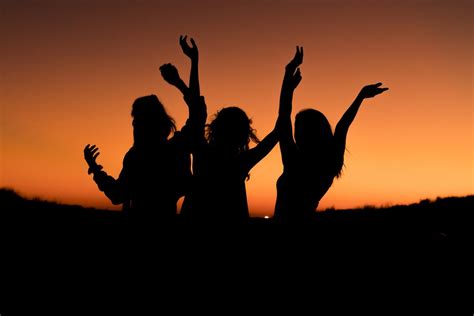 Free Photo: Silhouette of Three Happy Women