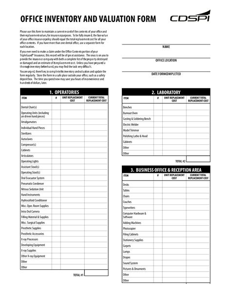Checklist Office Supply Inventory List Template