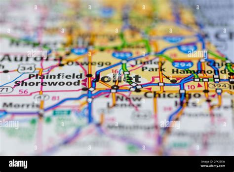 Joliet Illinois Shown on a Geography map or road map Stock Photo - Alamy