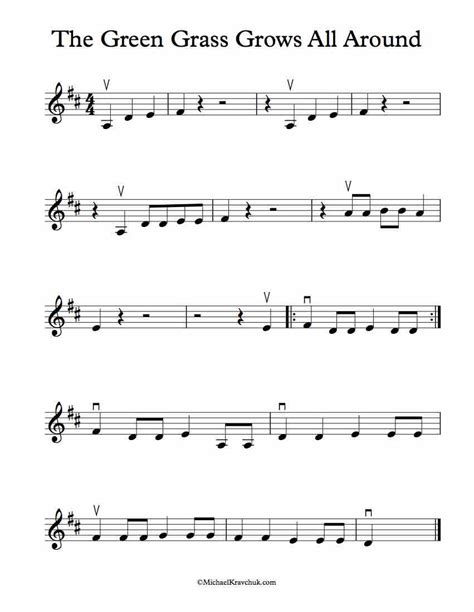 Free Violin Sheet Music – The Green Grass Grows All Around – Michael Kravchuk