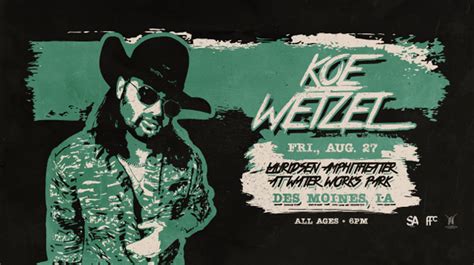 Koe Wetzel Tickets at Lauridsen Amphitheater at Water Works Park in Des ...