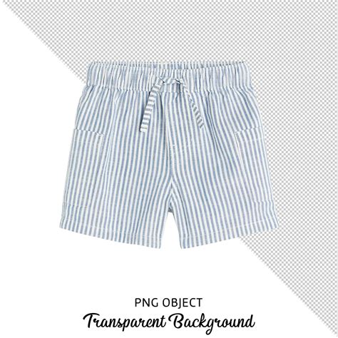 Premium PSD | Front view of isolated basic baby blue striped short mockup on transparent background