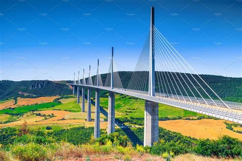 Admirable famous viaduct of Millau ~ Architecture Photos ~ Creative Market