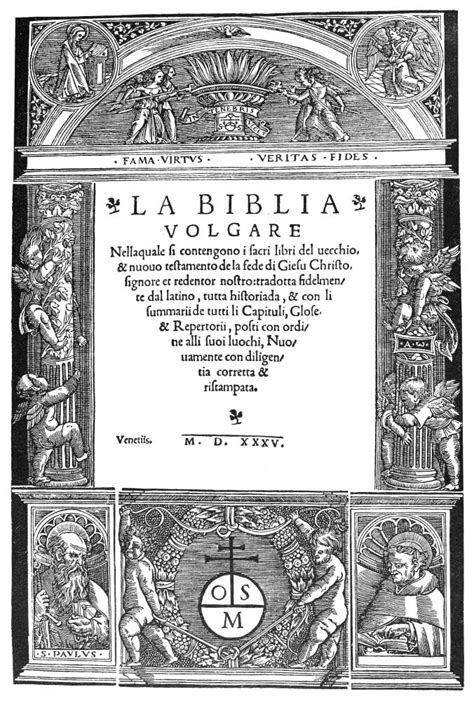 Italian Vulgate, 1535. /Ntitle Page Of An Italian Vulgate Bible, Printed At Venice, 1535. Poster ...