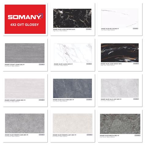 Somany (4x2 / 1200x600mm) Floor GVT Vitrified Tiles Glossy » Kumar's ...