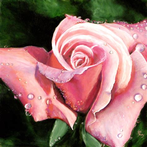 Dew Drop Rose By Joni Young @Joni Young Art Facebook page | Flower painting, Young art, Rose