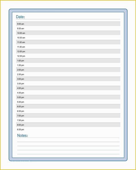 Free Daily Schedule Template Of Half Hourly Day Planner Printout ...