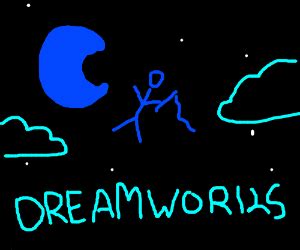 DreamWorks fishing boy falls off the moon - Drawception