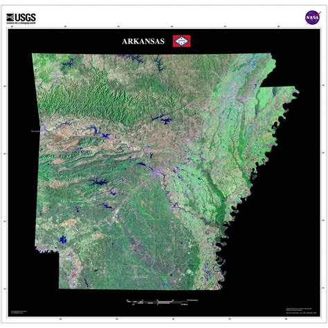 Arkansas Satellite Poster Map — aerial views, from space, satellite images, satellite map of ...