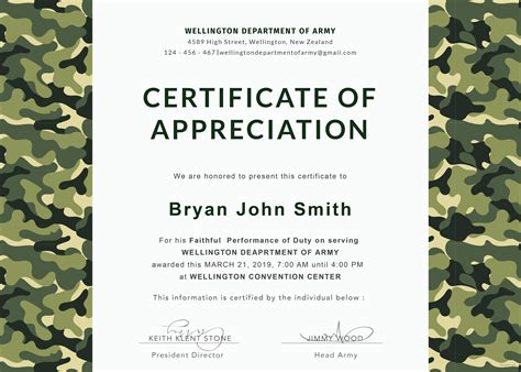 Free Army Certificate of Appreciation Template in Adobe Photoshop ...