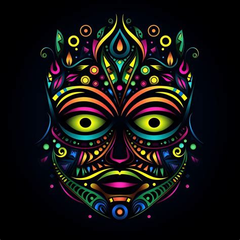 Premium AI Image | A Neon Mask Neon Outlines With Shape Neon Line ...