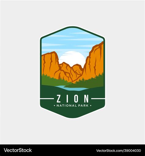 Zion national park emblem logo Royalty Free Vector Image