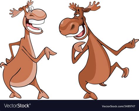 Cartoon characters two moose talk Royalty Free Vector Image