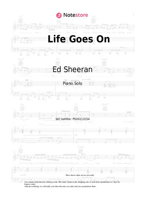 Life Goes On piano sheet music Ed Sheeran in Note-Store.com | Piano.Solo SKU PSO0113154