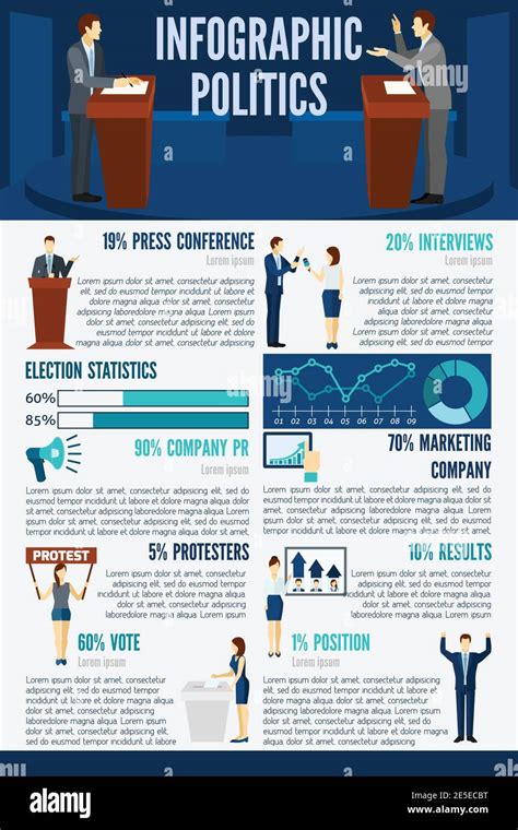 Politics infographics set with election candidates debates symbols and ...