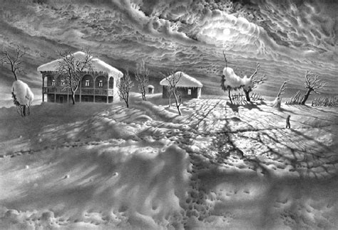 Incredible Pencil Sketches of Winter Scenes (16 pieces)