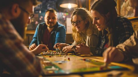 group of friends playing board games, young people at game night ...