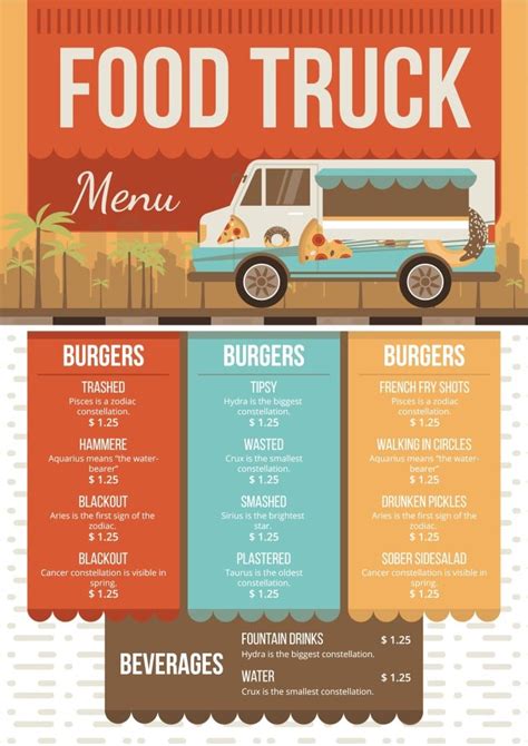 Customize this Hand-drawn Flat Fast Food Truck Menu design for free