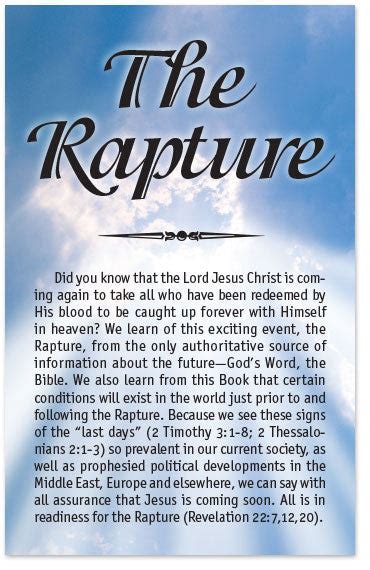 Gospel Tract – The Rapture – Moments With The Book