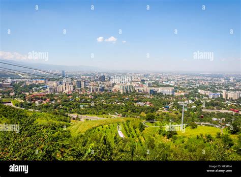 View over Almaty skyline and cable car, Kazakhstan Stock Photo - Alamy