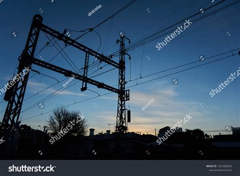 Power Lines Silhouette Stock Photo (Edit Now) 1352900663