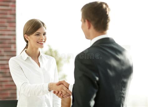 Handshake Young Business Woman with a Colleague Stock Photo - Image of group, happy: 103986234