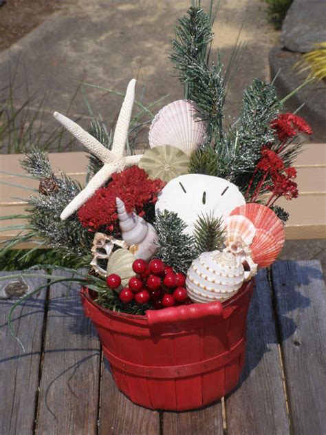 BEACH DECOR Christmas bucket arrangement beach bucket | Etsy