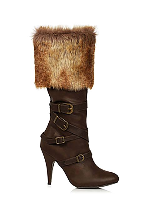 Fur Trimmed Women's Viking Boots | Adult Costume Shoes