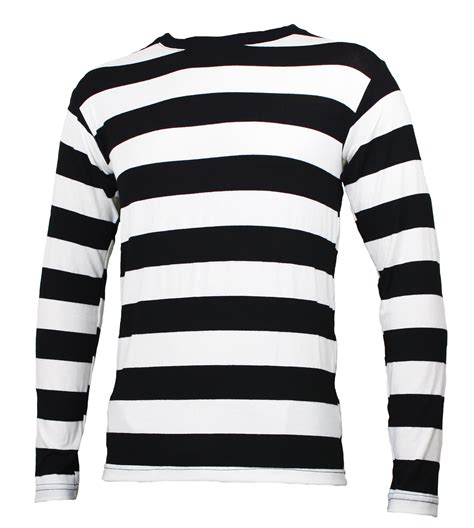 Long Sleeve Black White Striped Men's Shirt Medium - Walmart.com