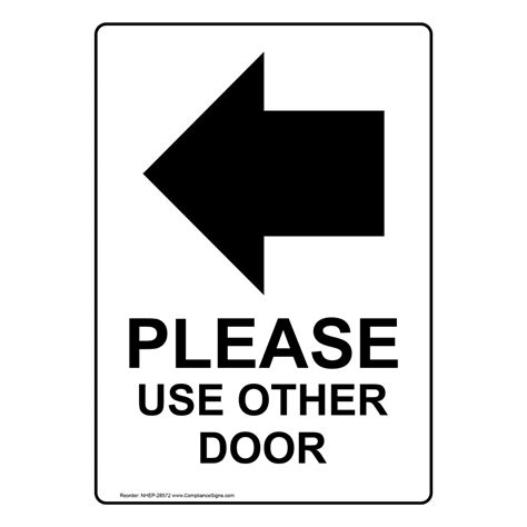 Enter / Exit Sign With Symbol - Please Use Other Door - Vertical