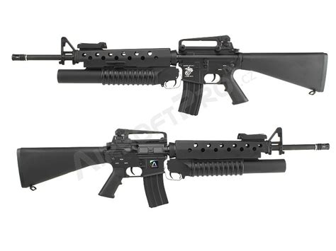 M4, M16, SR25, 416 : Airsoft rifle M16 A3 with M203 grenade launcher - black (EC-702 ...