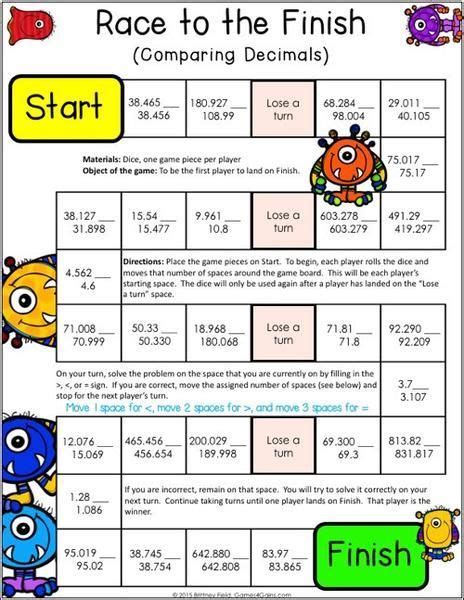 Decimals Games for 5th Grade contains 12 fun and engaging printable board games to help students ...