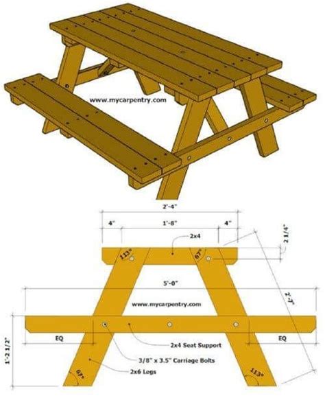 Blueprint Picnic Table Dimensions / How to make a four seater picnic table | BuildEazy - This ...