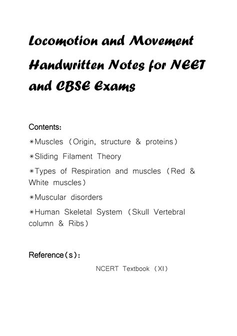 SOLUTION: Locomotion and movement handwritten notes ncert based with labelled diagrams for neet ...