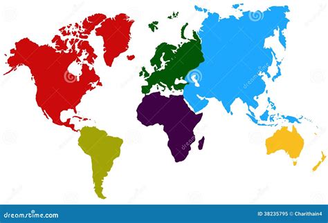 Carte Colorée Du Monde De Continents Photo libre de droits - Image: 38235795